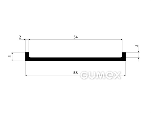 Pryžový profil tvaru "C", 58x5mm, na tloušťku plechu 3mm, na šířku plechu 54mm, 70°ShA, EPDM, -40°C/+100°C, černý